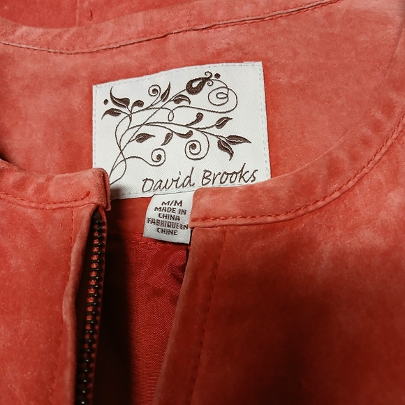 David Brooks Vintage Suede Leather Zip-up Jacket Blazer Sz M Paprika Orange-Red - Picture 10 of 11
